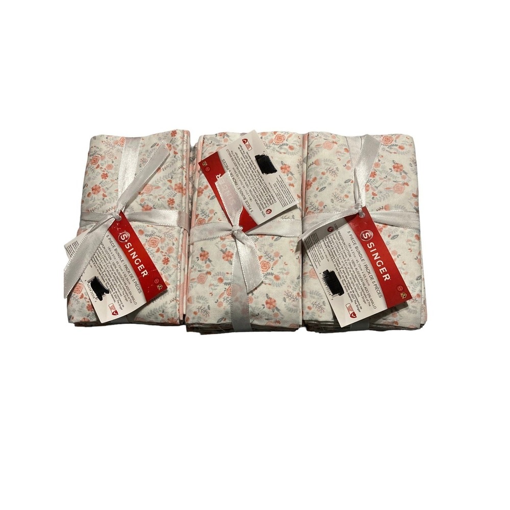 Singer‎ Fabric Lot Soft Pink Floral Fat Quarters Yards